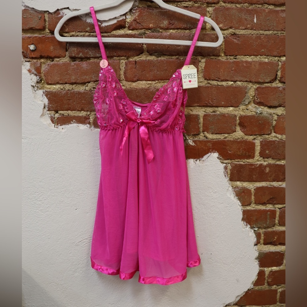 Spree Intimates hot pink Babydoll Set | New with tags Size Small - Picture 1 of 6
